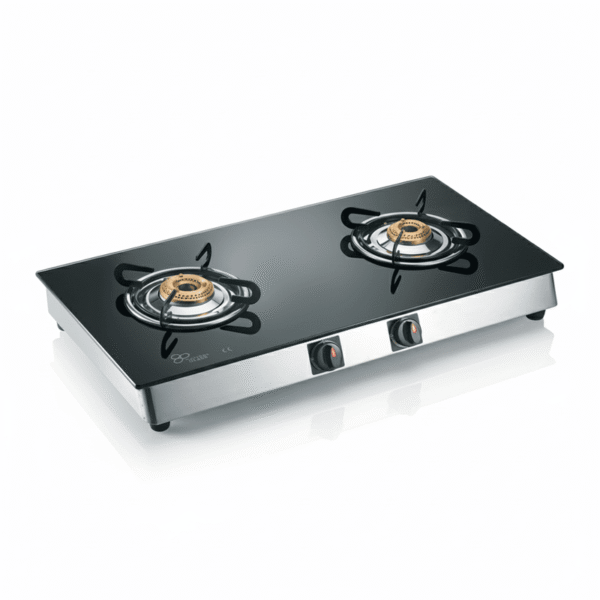 Glass Top 2 Burner LPG Gas Stove – ISI Certified | Best Gas Oven for Home Cooking
