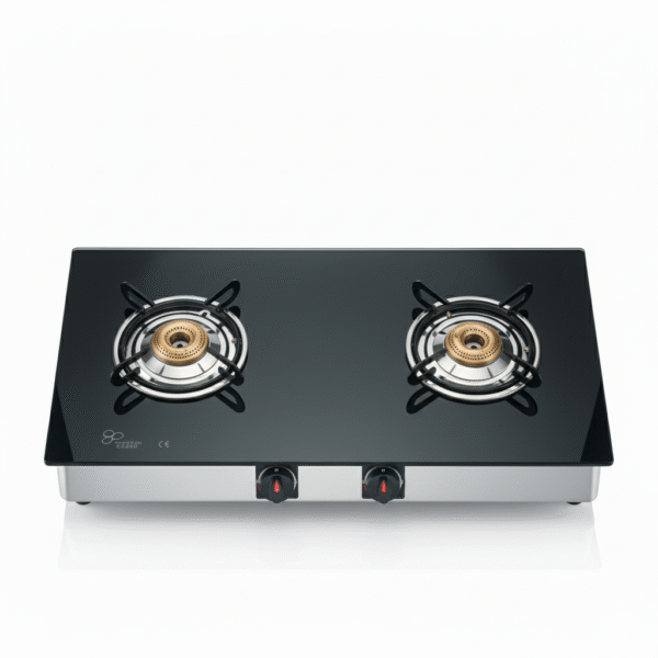 Glass Top 2 Burner LPG Gas Stove – ISI Certified | Best Gas Oven for Home Cooking