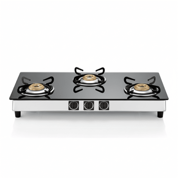 Glass Top 3 Burner LPG Gas Stove – ISI Certified | Best Gas Oven for Home Kitchen